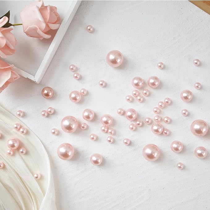 260Pcs Pink Glossy Beads for Centerpiece Decor, Artifical Pearls Vase Filler - Image 5