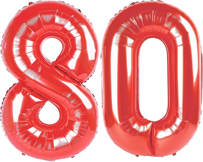 Red 80 Number Balloon by Upgesy