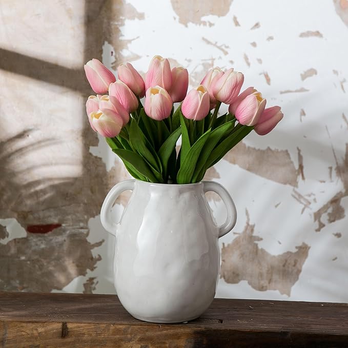 White Ceramic Vase with 2 Handles - Image 8