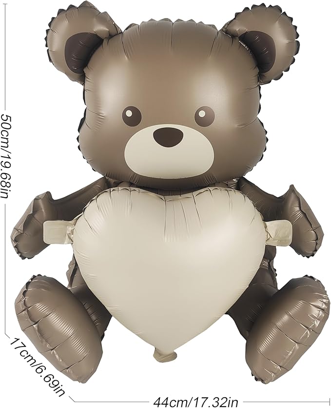 Matte 4D Big Brown Bear Balloons Cartoon Teddy Bear Party Supplies, Matte Bear - Image 2