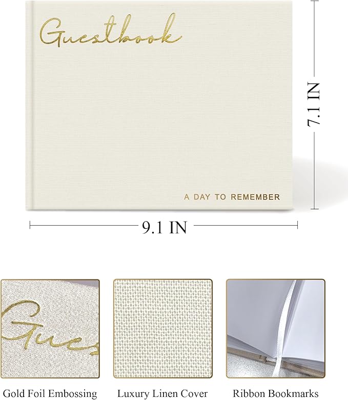 Elegant Linen Wedding Guset Book - Image 2