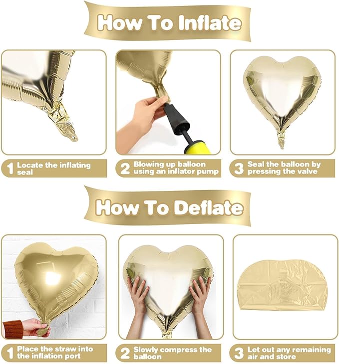 Champagne Gold Cream Heart Balloons - Image 3