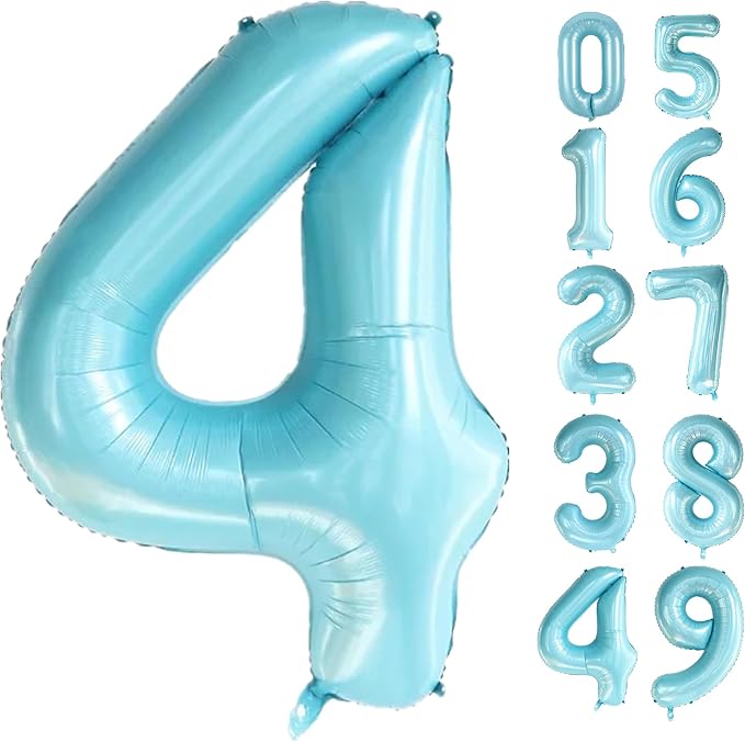 40 Inch Blue Large Numbers Balloons0-9, Number 4 Digit Helium Balloons by Lnhiya