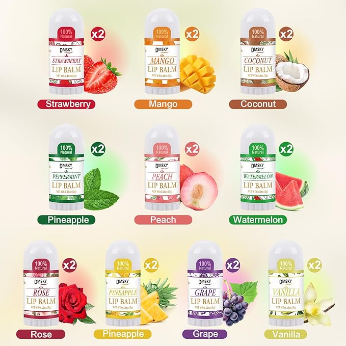 DMSKY 20 Pack Mini Lip Balm, Natural Lip Balm Bulk - Image 2