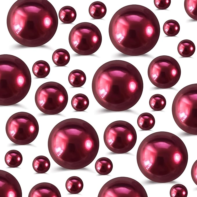 520Pcs WineRed Beads for Centerpieces Decor, Artifical Pearls Vase Filler by EGKamhFloatingBeadsPearls
