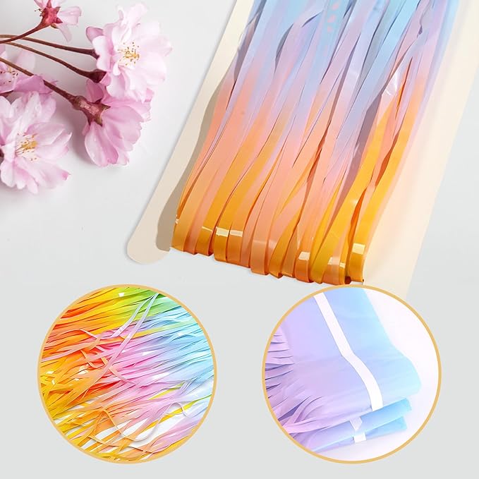 10 Pack Easter Foil Fringe Curtains 3.2ft x 8.2ft Rainbow Backdrop Curtains - Image 4