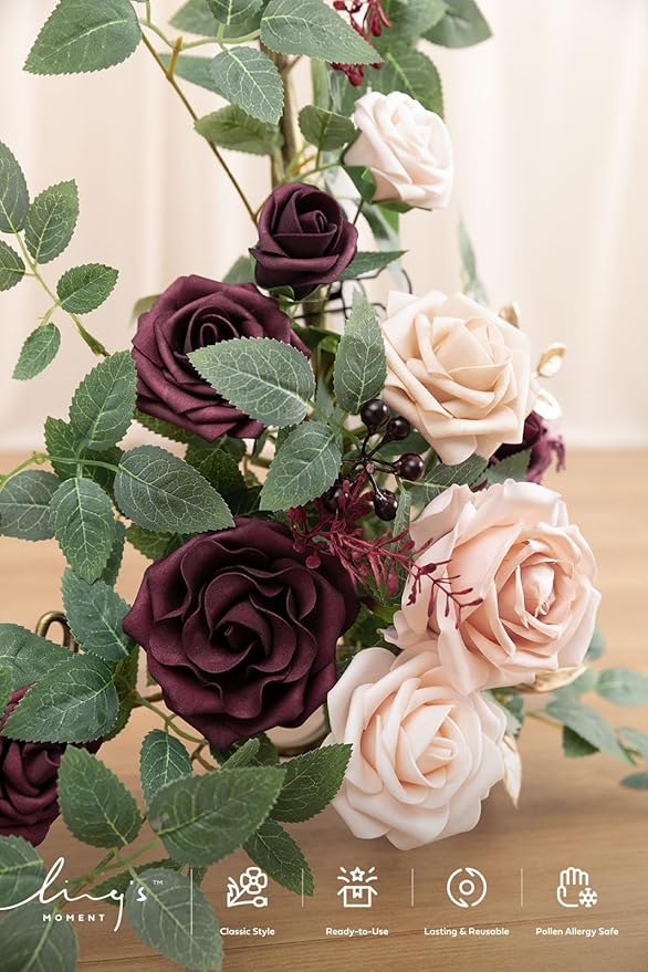Ling's Moment 2pcs Wedding Flowers Garland Artificial Floral Swag Arch - Image 4