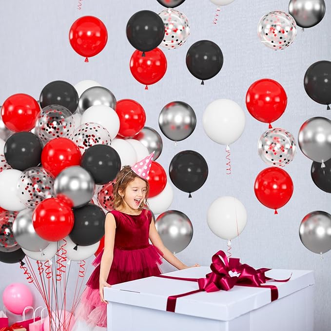 100pcs Red Black White Balloons Kit - Image 2