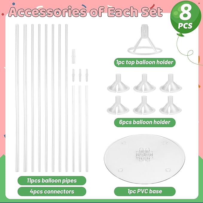 JOYYPOP 8 Sets 28 Inch Balloon Stand Kit, Balloon Holder Stickers Table - Image 3
