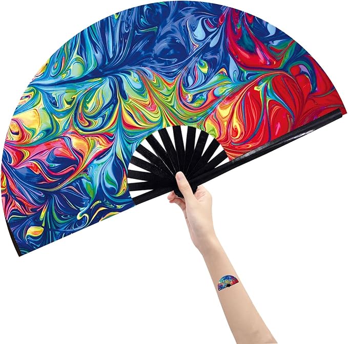 Amajiji Large Folding Hand Rave Fan Popping Fan by Amajiji