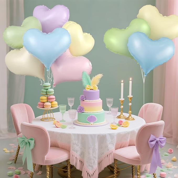 Colorful Heart Balloons, 24Inch Large Rainbow Heart foil Balloon - Image 6