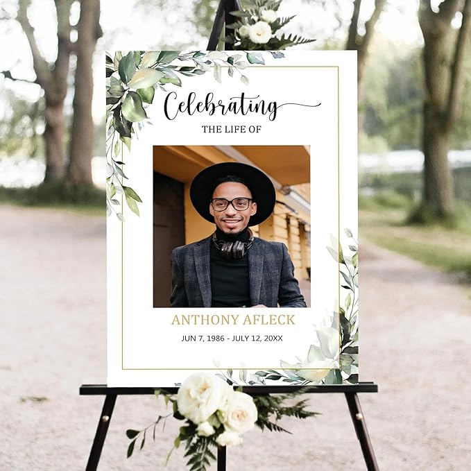 Greenery Funeral Welcome Sign, Memorial Welcome Sign, Celebration of Life by Mapileng%E2%84%A2