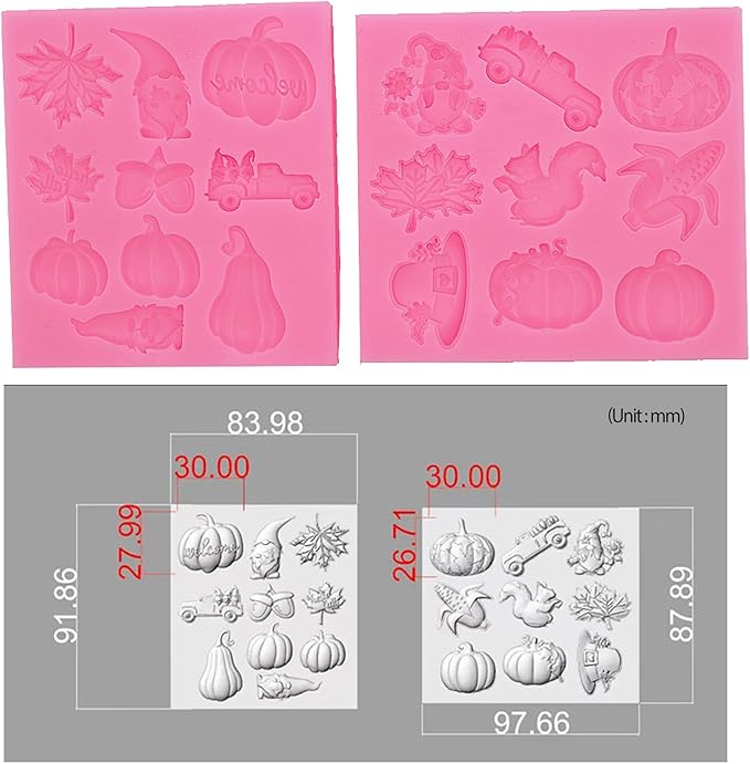 Thanksgiving Day Fondant Mold Halloween Fall Leaf Pumpkin Chocolate Candy - Image 2