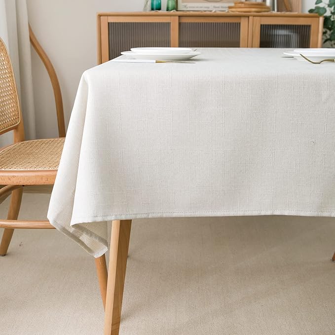 NLMUVW Linen Tablecloth for Rectangle Tables, Water Resistant Textured by NLMUVW