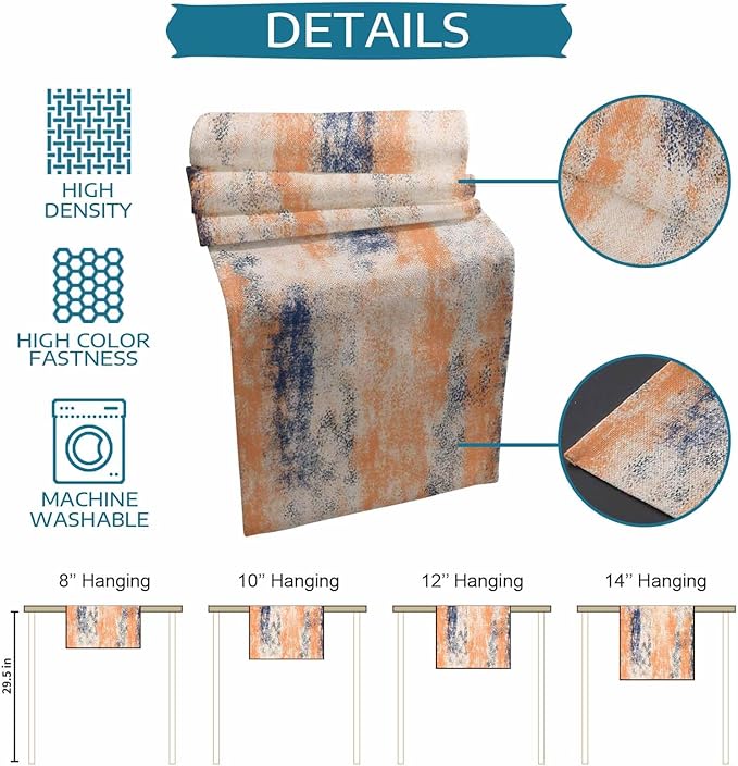 Vintage Oil Painted Cotton Linen Table Runner - Image 7