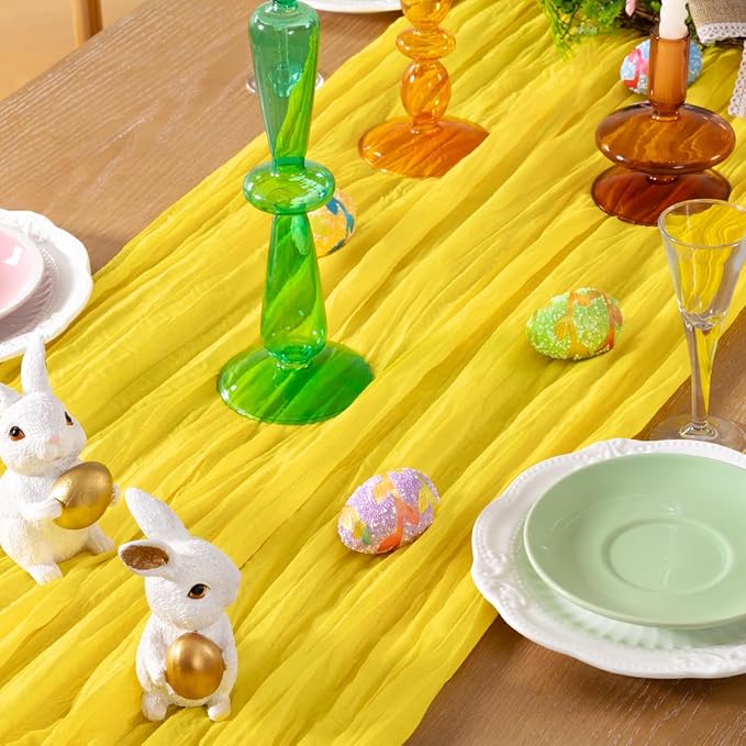 Lemon Yellow Cheesecloth Table Runner 10 Pack Fall Table Runners Boho Gauze 120 - Image 2