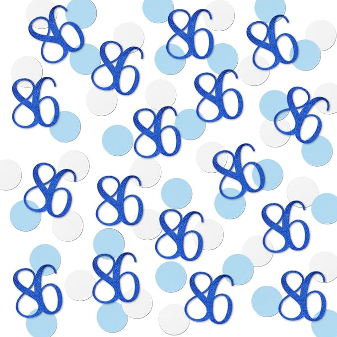 Blue Glitter 86 Confetti, 86th Birthday Number Confetti by MAGJUCHE