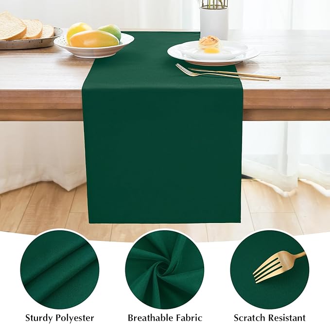 2 Pack Green Small Short Table Runner 12 x 36 Inch Solid Color Runners Coffee - Image 4