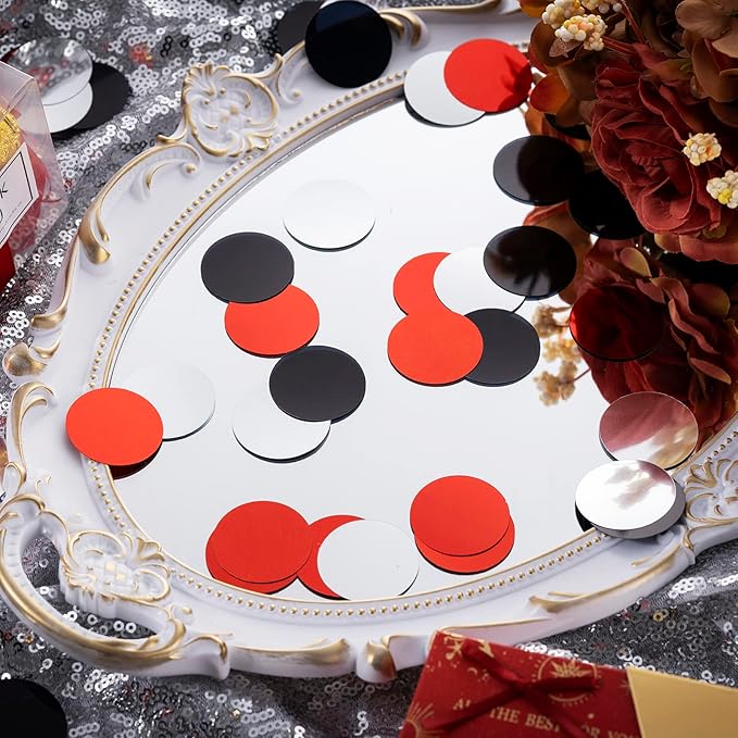 Red Black Silver Table Confetti Party Decorations Metallic Circle Dot Confetti - Image 2