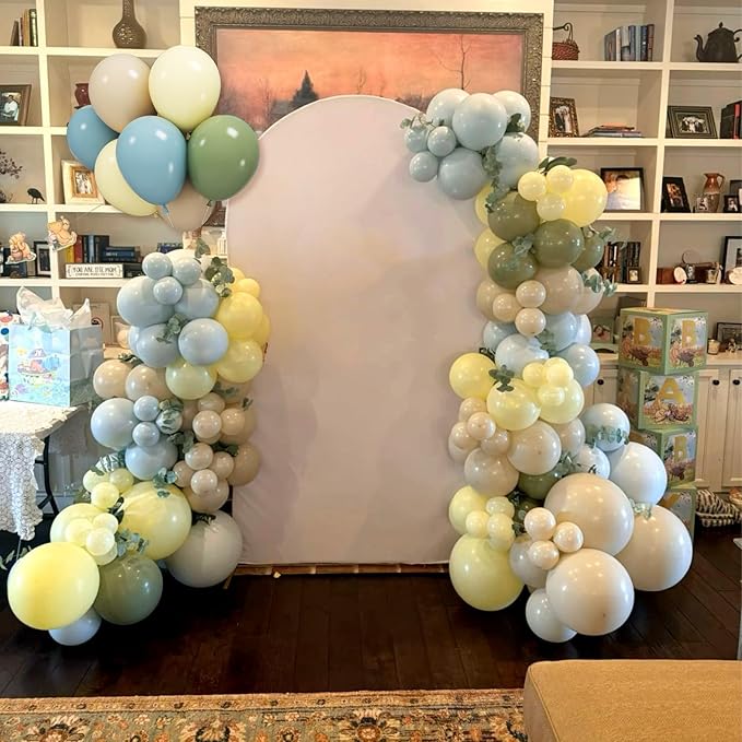 Sage Green Blue Balloons, 12 Inchs Dusty Blue Yellow Avocado Green Apricot - Image 6