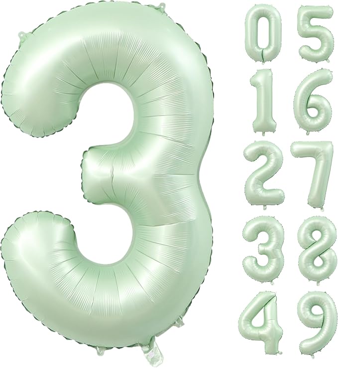 40 inch Olive Green Number 3 Balloon Large Jumbo Digit 3 Foil Helium Number by Lnhiya