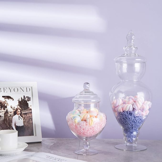 Diamond Star Large Clear Glass Apothecary Jars, Gourd Shape Candy Buffet Display - Image 9