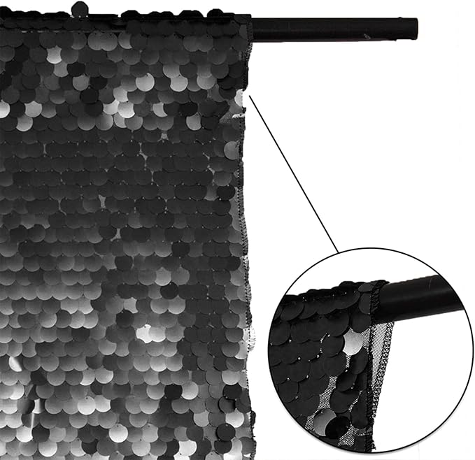 JYFLZQ Black Payette Sequin Backdrop Curtains 4ft x 8ft 2 Panels Shimmer Wall - Image 7