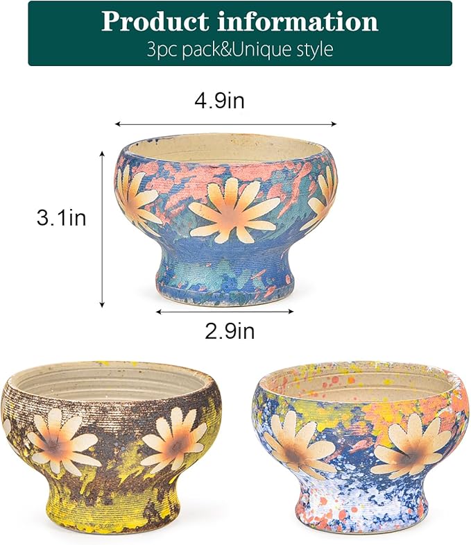 Sungmor Small Succulent Planters Set of 3, Beautiful Hand Crafted Ceramic Plant - Image 6