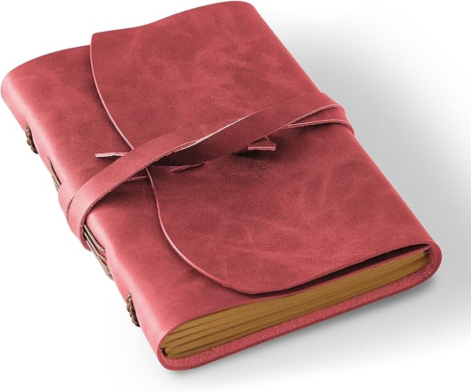 Leather Journal Notepad, Small Notebook 4.8x6.5 Inches, Mini Journal, Retro by RILIHO