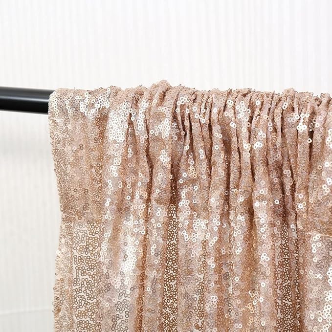 Champagne Sequin Backdrop Curtains, 2 Panels Champagne Blush Sequin Backdrop - Image 5