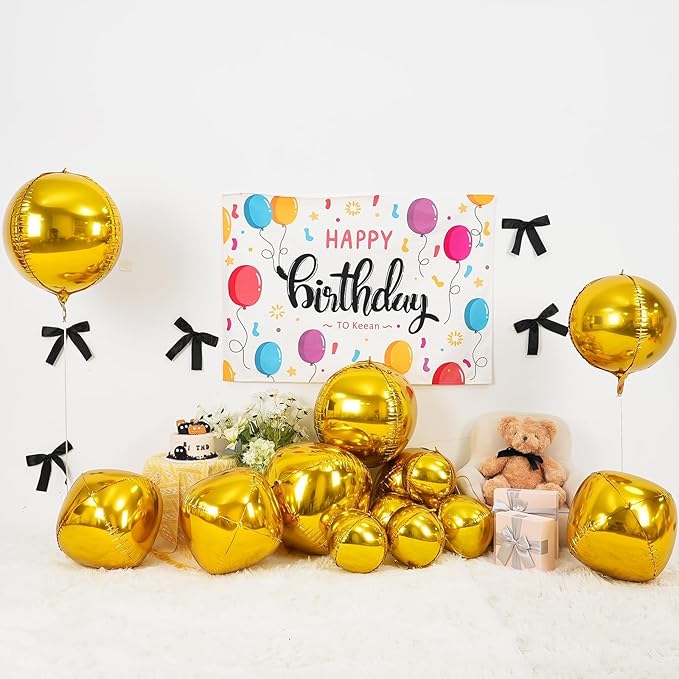 12Pcs Gold Round Foil Balloons, Metallic Gold Foil Balloon - Image 3