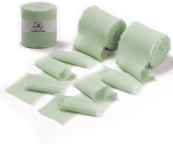 DORIS HOME Sage Green Chiffon Ribbon by DorisHome