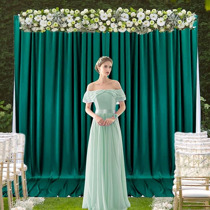 2 Panels Lake Green Backdrop Curtain, 10 x 10 Feet Background Curtains - Image 5