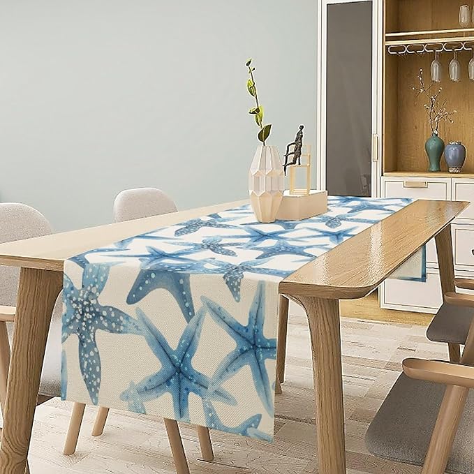 Starfish Plaid Table Flag Green Plaid and Marine Life Starfish Kitchen Table - Image 3
