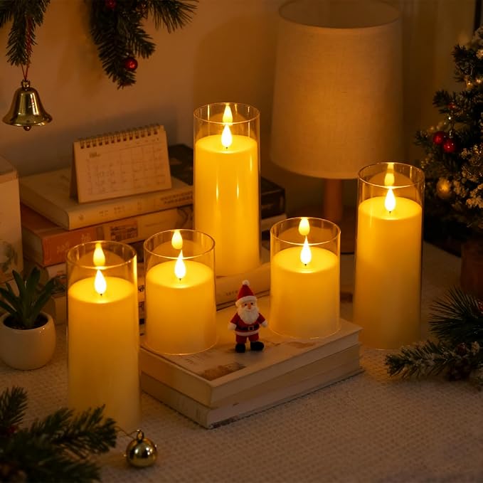 Fo32won Ivory White LED Flameless Pillar Candles Battery Operated - Image 3