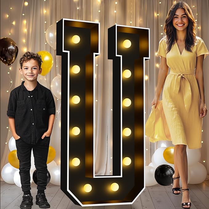 Pooqla 4 FT Marquee Light Up Letters, Big Mosaic Letters Sign by Pooqla