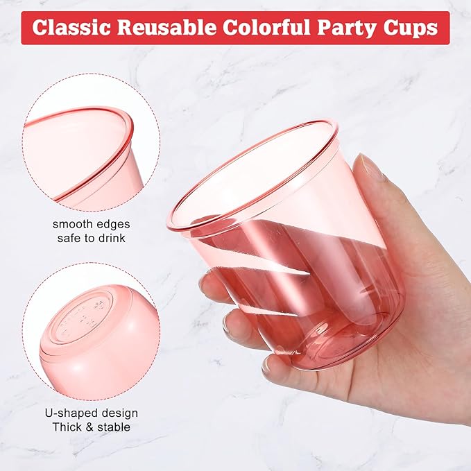 50pcs Disposable Stemless Glasses 12oz Crystal Plastic Wine Glasses Clear - Image 3