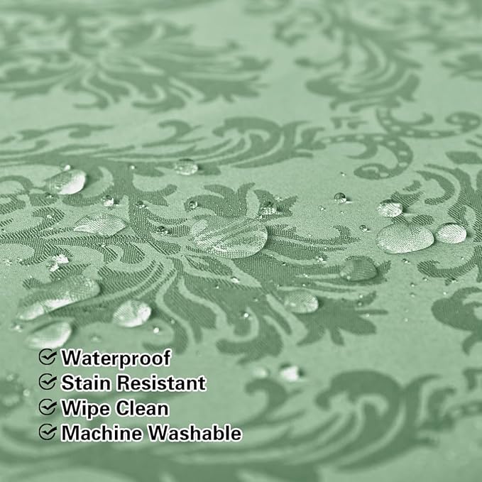 Floral Jacquard Rectangle Tablecloth 60 x 84 Inch Spill Proof Wrinkle Resistant - Image 5