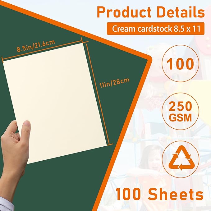 100 Sheets Cream Cardstock 8.5 x 11 Off White Paper, 92lb Premium Ivory Paper - Image 2