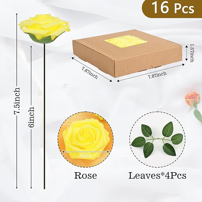 BLEUM CADE 16Pcs Artificial Flowers Fake Roses - Image 3