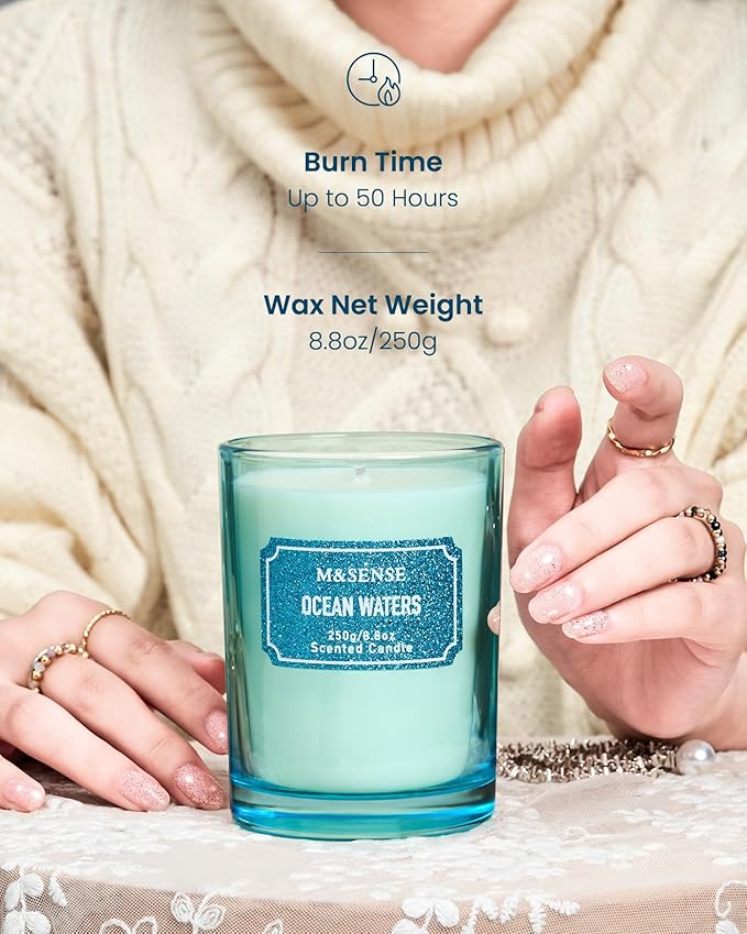 M&SENSE Ocean Scented Glitter Jar Candles, Holiday Gifts - Image 5