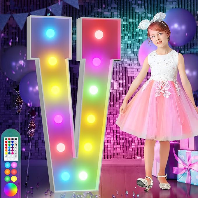 imprsv 4FT Colorful Marquee Light Up Letters V, 18 Colors Large Light up by Letsmakeitimpressive
