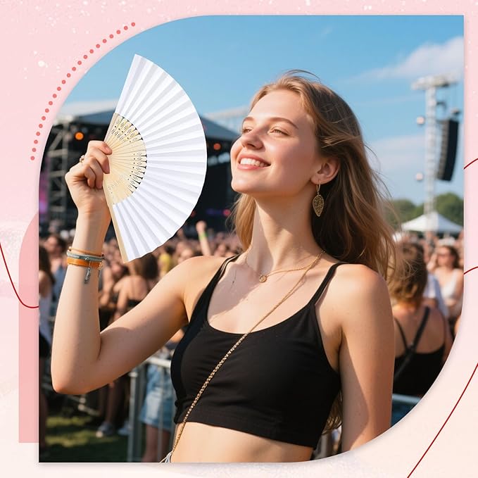 DomeStar 15 Pcs White Paper Fans Handheld – 8.3 Inch Foldable Hand Fan - Image 6