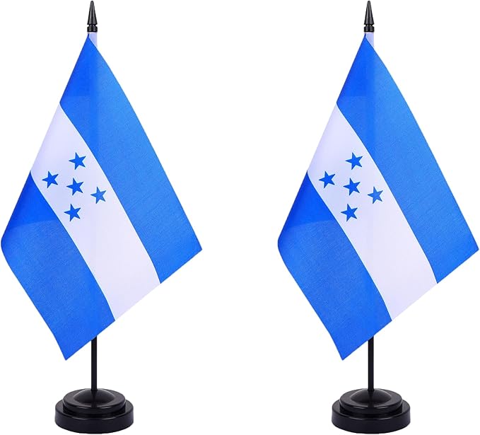 Honduras Desk Flag 12" Solid Pole Deluxe Set Hondurans Flags Banner Mini Small by Unknown