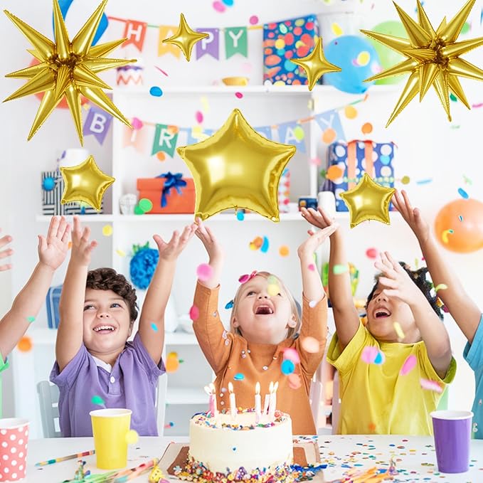 16 Pcs Gold Star Balloons, 22/18/10 Inch Foil Balloons, Four-Pointed Balloon - Image 6