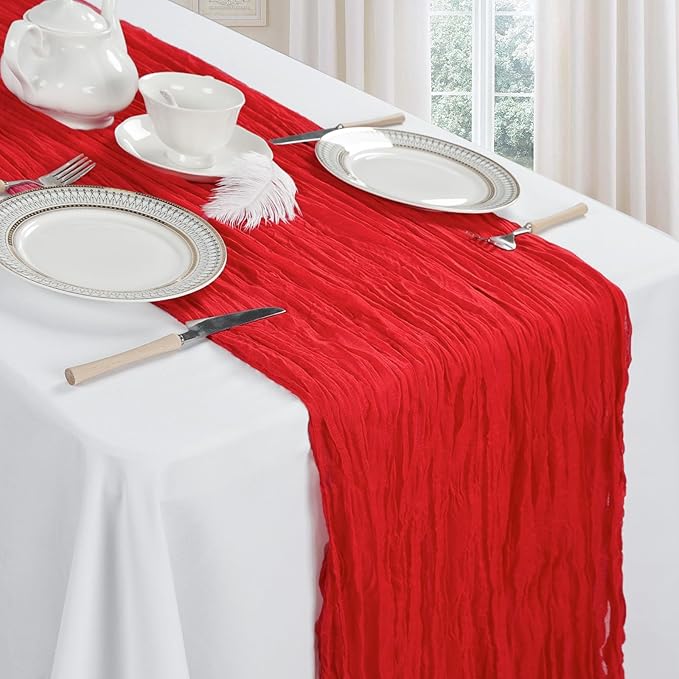 12 Pack Red Cheesecloth Christmas Table Runner 10ft Boho Gauze Fabric Cheese - Image 3