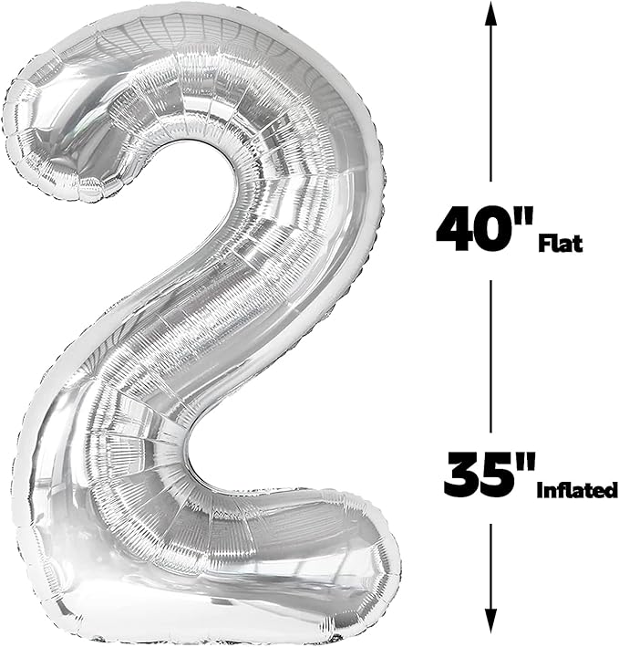 Silver Number 21 Balloon 40 inch, Number 21 Birthday Balloon - Image 2
