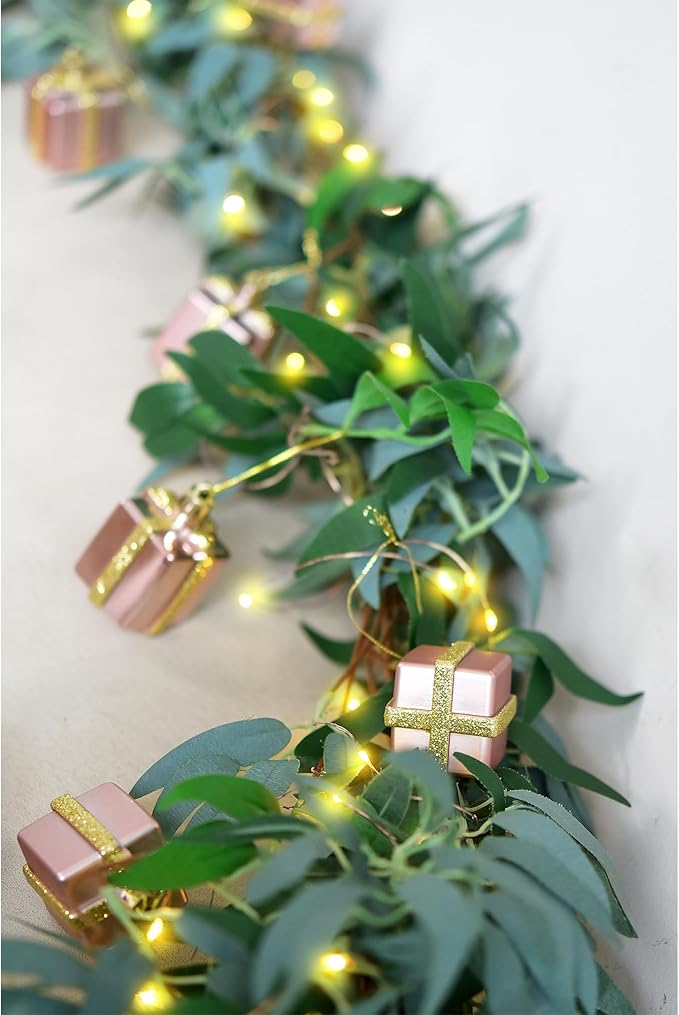 Artificial Willow Garland with USB Fairy String Lights & Pink Gift Box - Image 3