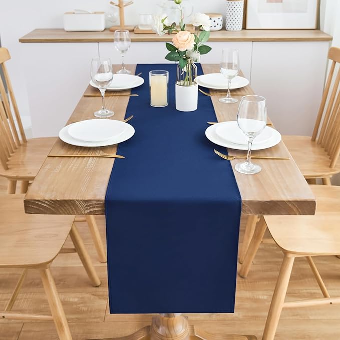 2 Pack Navy Blue Small Short Table Runner 12 x 48 Inch Solid Color Runners - Image 3