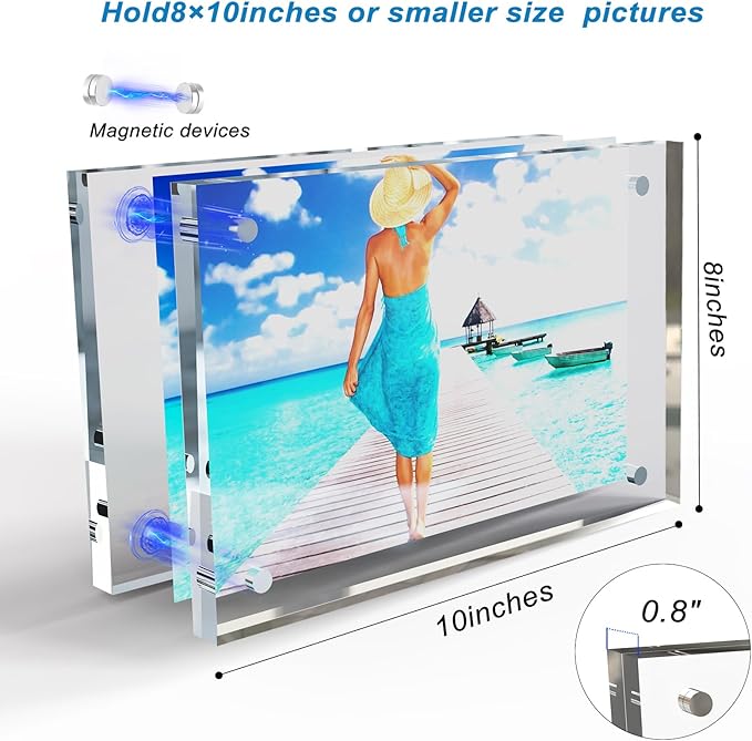 8x10 Inches Acrylic Picture Frames 1 Pack, Double Sided Magnetic Photo Frames - Image 4